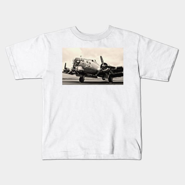 B-17 Bomber Airplane Aluminum Overcast Kids T-Shirt by Scubagirlamy